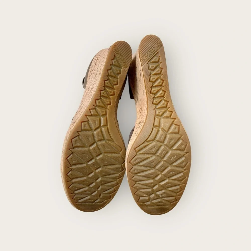 Teva Riviera Mary Jane Cork 3 inch High Heeled Closed Toe Brown Sandals Size 10 - Picture 9 of 10